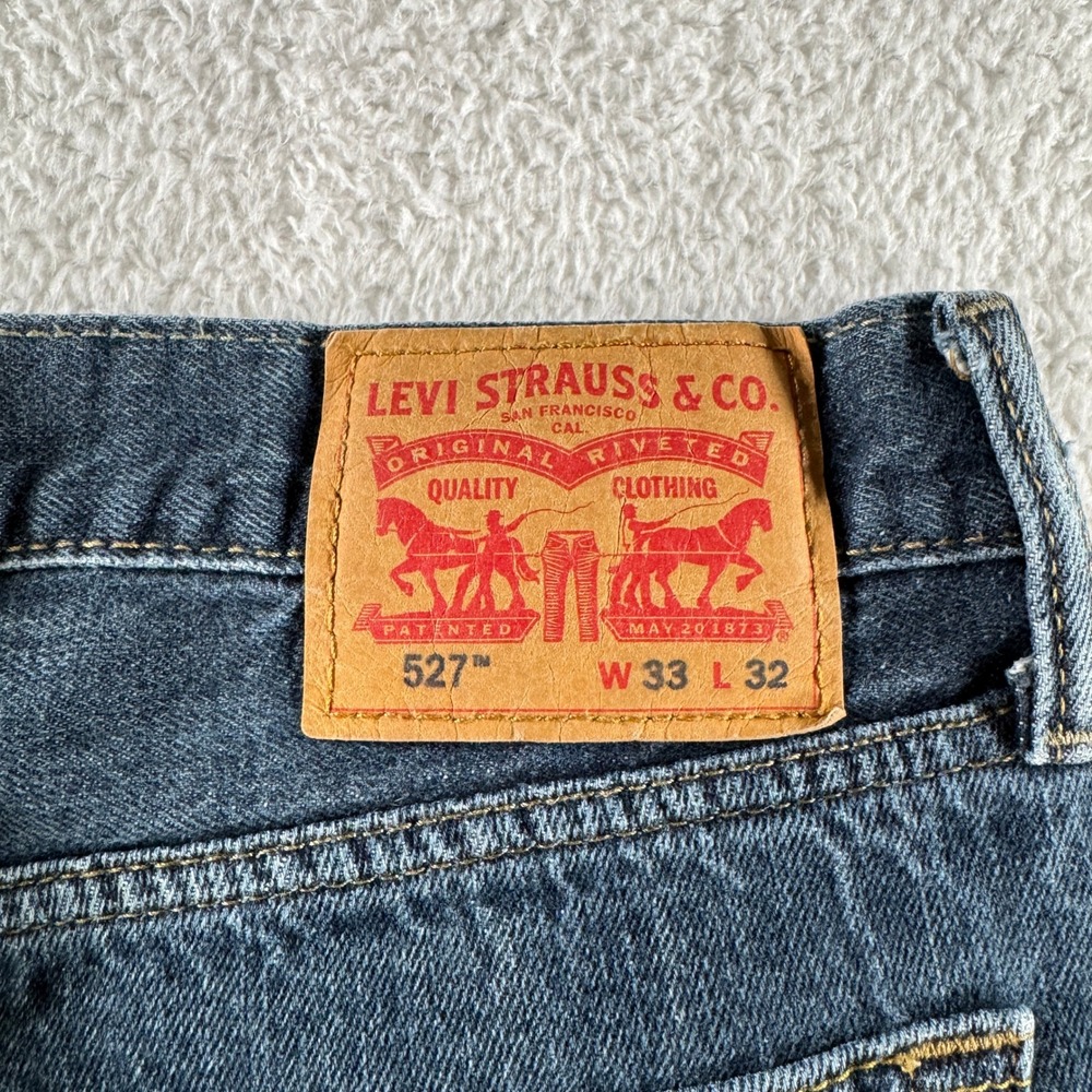 Levis 527 Jeans Mens 33x32 Blue Modern Bootcut Denim Medium Wash Pants Used - Picture 3 of 10